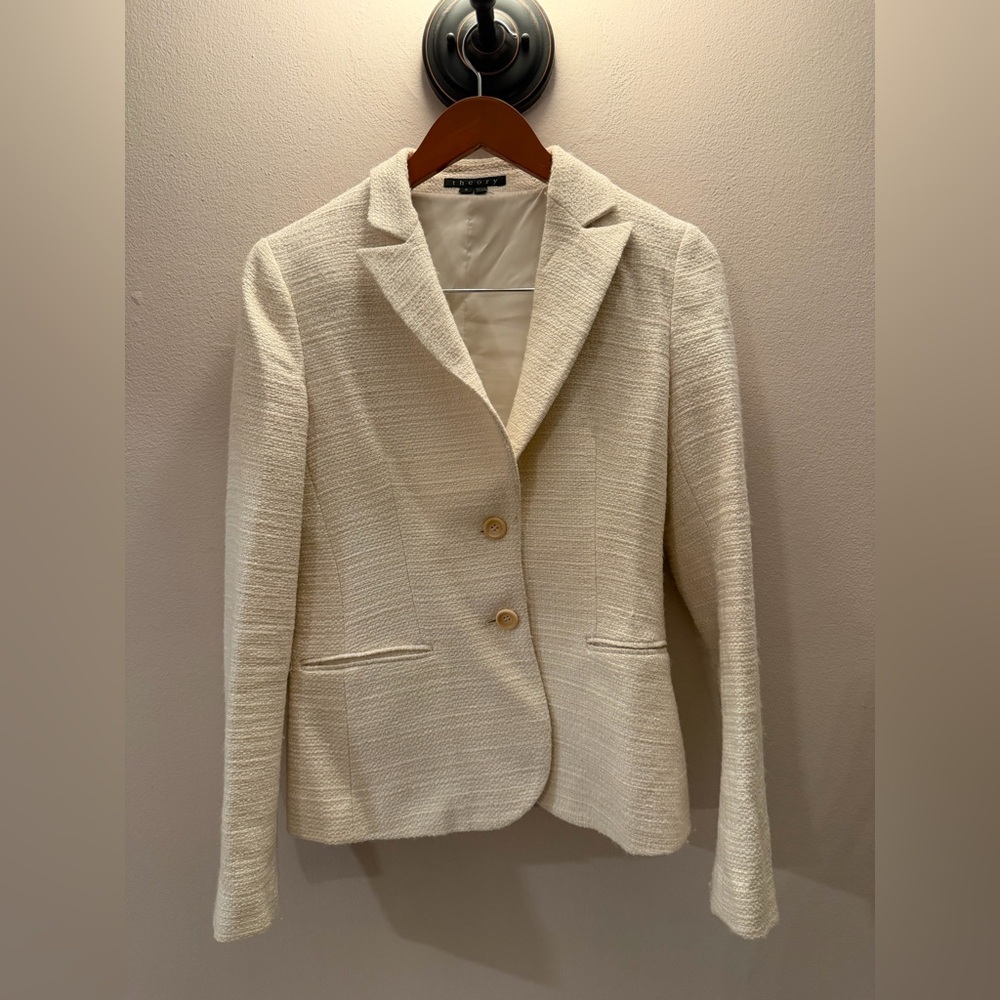 Theory Women's Cream Textured Two-Button Blazer